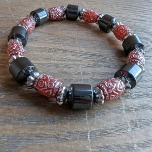 Gorgeous Red and Hematite Beaded Bracelet